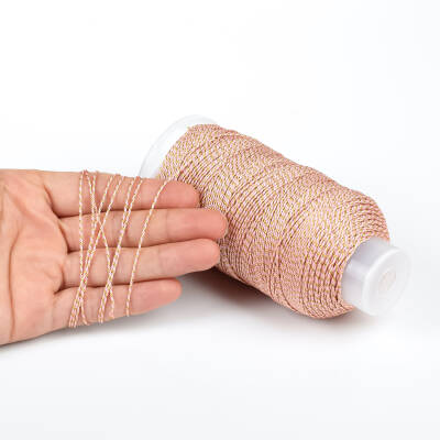 10 Metre - 0.80 mm Yaldızlı Pembe Örgü Paraşüt İpi, Bileklik Takı İpi, Hediye Paketleme İpi - 4