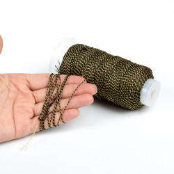 10 Metre - 0.80 mm Yaldızlı Siyah Örgü Paraşüt İpi, Bileklik Takı İpi, Hediye Paketleme İpi - 4