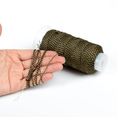 10 Metre - 0.80 mm Yaldızlı Siyah Örgü Paraşüt İpi, Bileklik Takı İpi, Hediye Paketleme İpi - 4