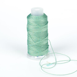10 Metre - 0.80 mm Yaldızlı Turkuaz-Yeşil Örgü Paraşüt İpi, Bileklik Takı İpi, Hediye Paketleme İpi - 3