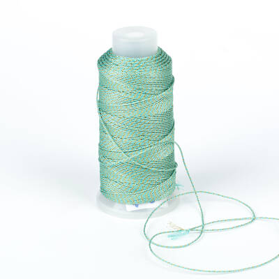 10 Metre - 0.80 mm Yaldızlı Turkuaz-Yeşil Örgü Paraşüt İpi, Bileklik Takı İpi, Hediye Paketleme İpi - 3