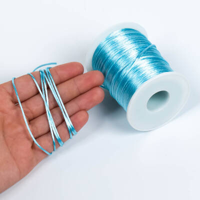 10 Metre - 1 mm, Açık Mavi Renk, Floş İp, Bileklik ve Takı İpi, Sıçan Kuyruğu İp - 1