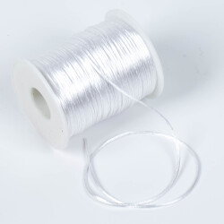 10 Metre - 1 mm, Beyaz Renk, Floş İp, Bileklik ve Takı İpi, Sıçan Kuyruğu İp - 4