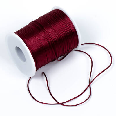 10 Metre - 1 mm, Bordo Renk, Floş İp, Bileklik ve Takı İpi, Sıçan Kuyruğu İp - 4