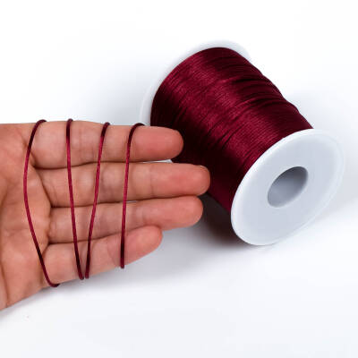 10 Metre - 1 mm, Bordo Renk, Floş İp, Bileklik ve Takı İpi, Sıçan Kuyruğu İp - 1