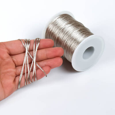 10 Metre - 1 mm, Buz Gümüşü Renk, Floş İp, Bileklik ve Takı İpi, Sıçan Kuyruğu İp - 1