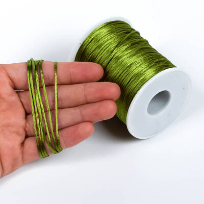 10 Metre - 1 mm, Haki Yeşil Renk, Floş İp, Bileklik ve Takı İpi, Sıçan Kuyruğu İp - 1