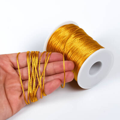 10 Metre - 1 mm, Hardal Renk, Floş İp, Bileklik ve Takı İpi, Sıçan Kuyruğu İp - 1