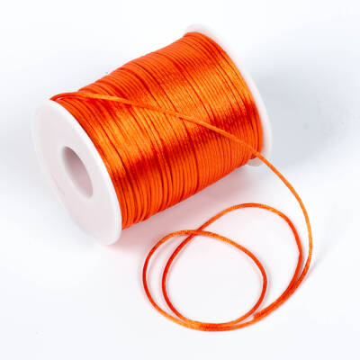 10 Metre - 1 mm, Kehribar Turuncu Renk, Floş İp, Bileklik ve Takı İpi, Sıçan Kuyruğu İp - 4
