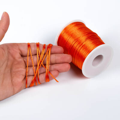 10 Metre - 1 mm, Kehribar Turuncu Renk, Floş İp, Bileklik ve Takı İpi, Sıçan Kuyruğu İp - 1