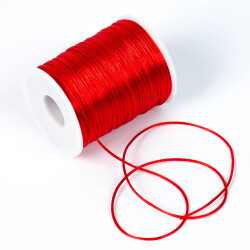 10 Metre - 1 mm, Kırmızı Renk, Floş İp, Bileklik ve Takı İpi, Sıçan Kuyruğu İp - 4