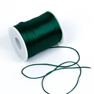 10 Metre - 1 mm, Koyu Çimen Yeşil Renk, Floş İp, Bileklik ve Takı İpi, Sıçan Kuyruğu İp - 4