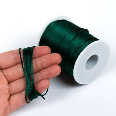 10 Metre - 1 mm, Koyu Çimen Yeşil Renk, Floş İp, Bileklik ve Takı İpi, Sıçan Kuyruğu İp - 1
