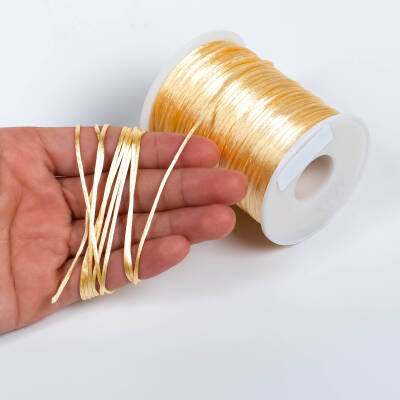 10 Metre - 1 mm, Krem Renk, Floş İp, Bileklik ve Takı İpi, Sıçan Kuyruğu İp - 1