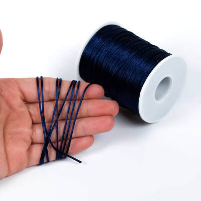 10 Metre - 1 mm, Lacivert Renk, Floş İp, Bileklik ve Takı İpi, Sıçan Kuyruğu İp - 1