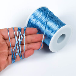 10 Metre - 1 mm, Mavi Renk, Floş İp, Bileklik ve Takı İpi, Sıçan Kuyruğu İp - 1