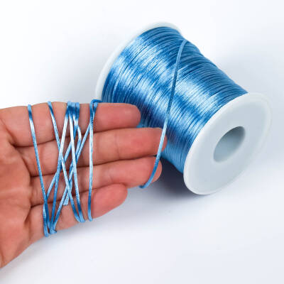 10 Metre - 1 mm, Mavi Renk, Floş İp, Bileklik ve Takı İpi, Sıçan Kuyruğu İp - 1