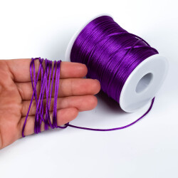 10 Metre - 1 mm, Mor Renk, Floş İp, Bileklik ve Takı İpi, Sıçan Kuyruğu İp - 1