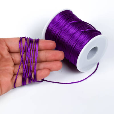 10 Metre - 1 mm, Mor Renk, Floş İp, Bileklik ve Takı İpi, Sıçan Kuyruğu İp - 1