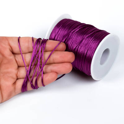 10 Metre - 1 mm, Mürdüm Renk, Floş İp, Bileklik ve Takı İpi, Sıçan Kuyruğu İp - 1