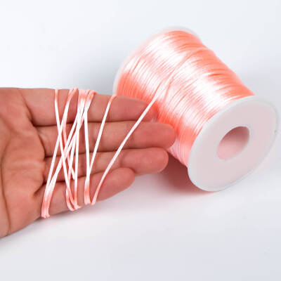 10 Metre - 1 mm, Pudra Pembe Renk, Floş İp, Bileklik ve Takı İpi, Sıçan Kuyruğu İp - 1