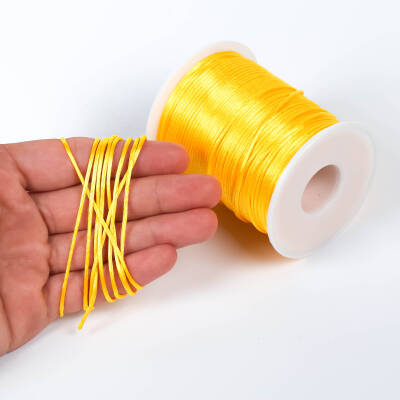10 Metre - 1 mm, Sarı Renk, Floş İp, Bileklik ve Takı İpi, Sıçan Kuyruğu İp - 1