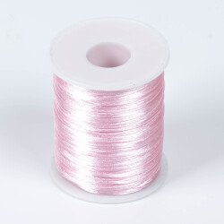 10 Metre - 1 mm, Şeker Pembe Renk, Floş İp, Bileklik ve Takı İpi, Sıçan Kuyruğu İp - 2