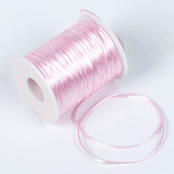 10 Metre - 1 mm, Şeker Pembe Renk, Floş İp, Bileklik ve Takı İpi, Sıçan Kuyruğu İp - 4