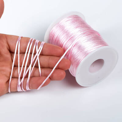 10 Metre - 1 mm, Şeker Pembe Renk, Floş İp, Bileklik ve Takı İpi, Sıçan Kuyruğu İp - 1