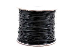 10 Metre - 1 mm, Siyah Renk, Kore İpi, Bileklik ve Takı İpi, Parlak Siyah Deri Görünümlü İp - 2