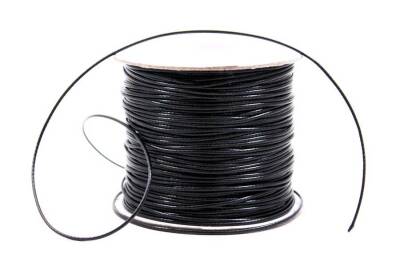 10 Metre - 1 mm, Siyah Renk, Kore İpi, Bileklik ve Takı İpi, Parlak Siyah Deri Görünümlü İp - 1