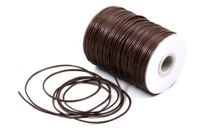 10 Metre - 1.5 mm, Kahve Renk, Kore İpi, Bileklik ve Takı İpi, Parlak Kahve Deri Görünümlü İp - 1