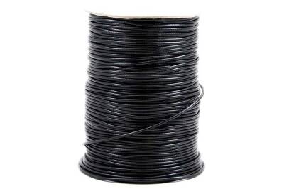10 Metre - 1.5 mm, Siyah Renk, Kore İpi, Bileklik ve Takı İpi, Parlak Siyah Deri Görünümlü İp - 2