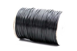 10 Metre - 1.5 mm, Siyah Renk, Kore İpi, Bileklik ve Takı İpi, Parlak Siyah Deri Görünümlü İp - 1