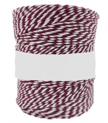 10 Metre - Bordo-Beyaz Renk Örgü Marteniçka İpi, Bileklik Takı İpi, Hediye Paketleme İpi, MAR-02 - YF Hobi