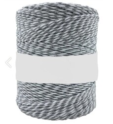 10 Metre - Gri-Beyaz Renk Örgü Marteniçka İpi, Bileklik Takı İpi, Hediye Paketleme İpi, MAR-03 - YF Hobi