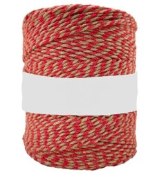 10 Metre - Kırmızı-Bej Renk Örgü Marteniçka İpi, Bileklik Takı İpi, Hediye Paketleme İpi, MAR-04 - YF Hobi