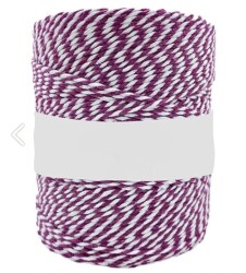10 Metre - Mor-Beyaz Renk Örgü Marteniçka İpi, Bileklik Takı İpi, Hediye Paketleme İpi, MAR-07 - YF Hobi