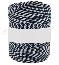 10 Metre - Siyah-Beyaz Renk Örgü Marteniçka İpi, Bileklik Takı İpi, Hediye Paketleme İpi, MAR-10 - YF Hobi