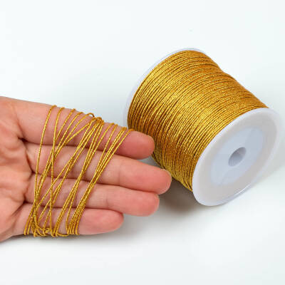 100 Metre - 1 Mm Simli Paraşüt İpi, Bileklik İpi, Takı İpi, Örgü İpi, Altın Renk. 1. Kalite - 1