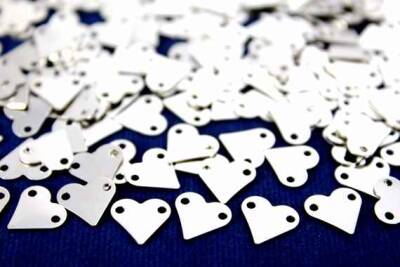 12 Adet - 9x10 Mm Kalp Desen Nikel Kaplama Metal Pul, Takı Malzemesi, Pirinç Pul, 822n - 2