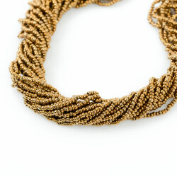 12 Dizi - 11/0 Numara Dizi Kum Boncuk, Açık Kahve Renk Çek Kum Boncuğu, Takı Yapım Boncuğu - YF Hobi