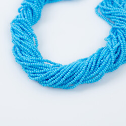 12 Dizi - 11/0 Numara Dizi Kum Boncuk, Açık Mavi Renk Çek Kum Boncuğu, Takı Yapım Boncuğu - YF Hobi