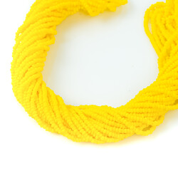 12 Dizi - 11/0 Numara Dizi Kum Boncuk, Açık Sarı Renk Çek Kum Boncuğu, Takı Yapım Boncuğu - YF Hobi