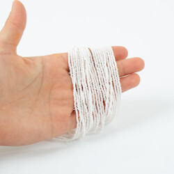 12 Dizi - 11/0 Numara Dizi Kum Boncuk, Beyaz Renk Çek Kum Boncuğu, Takı Yapım Boncuğu - YF Hobi