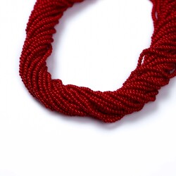 12 Dizi - 11/0 Numara Dizi Kum Boncuk, Bordo Renk Çek Kum Boncuğu, Takı Yapım Boncuğu - YF Hobi