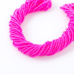 12 Dizi - 11/0 Numara Dizi Kum Boncuk, Fosfor Pembe Renk Çek Kum Boncuğu, Takı Yapım Boncuğu - YF Hobi