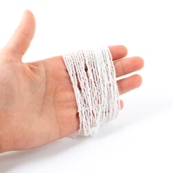 12 Dizi - 11/0 Numara Dizi Kum Boncuk, İnci Beyaz Renk Çek Kum Boncuğu, Takı Yapım Boncuğu - YF Hobi