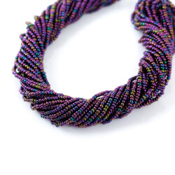 12 Dizi - 11/0 Numara Dizi Kum Boncuk, Janjanlı Mor Renk Çek Kum Boncuğu, Takı Yapım Boncuğu - YF Hobi