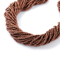 12 Dizi - 11/0 Numara Dizi Kum Boncuk, Kahve Renk Çek Kum Boncuğu, Takı Yapım Boncuğu - YF Hobi